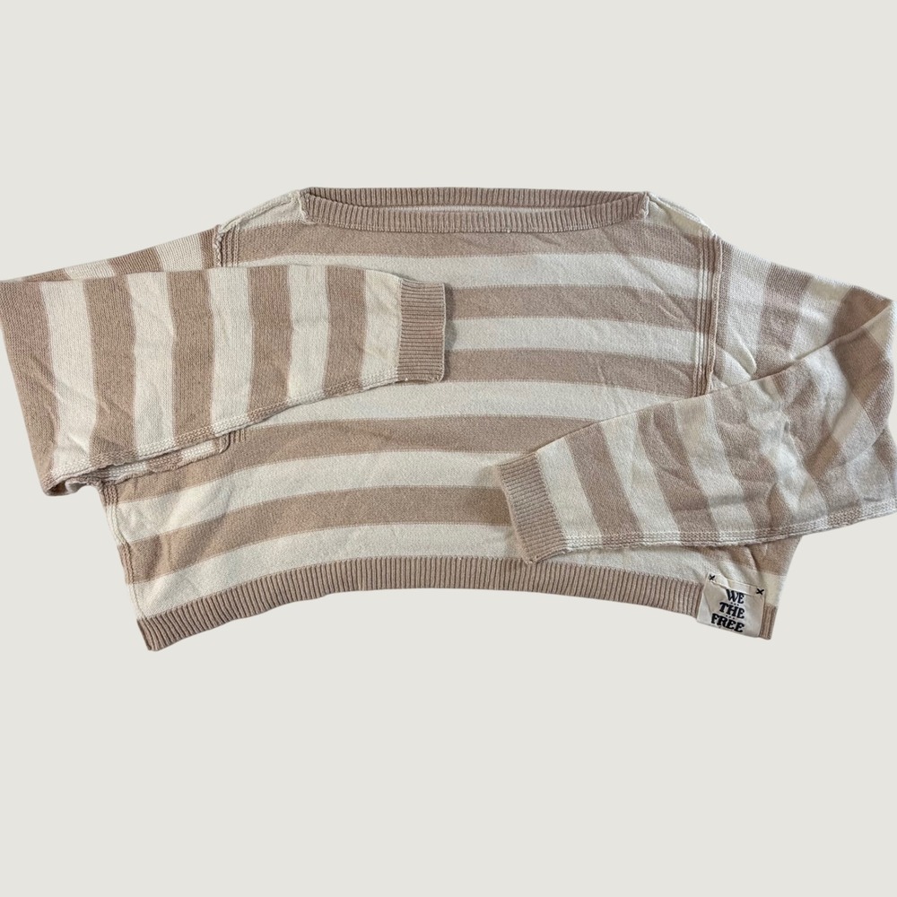 We The Free Heirloom Collection Sweater Top Womens Large Striped Ivory Combo NEW